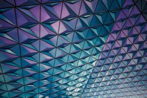 An abstract image of hexagonal purple and blue gradient